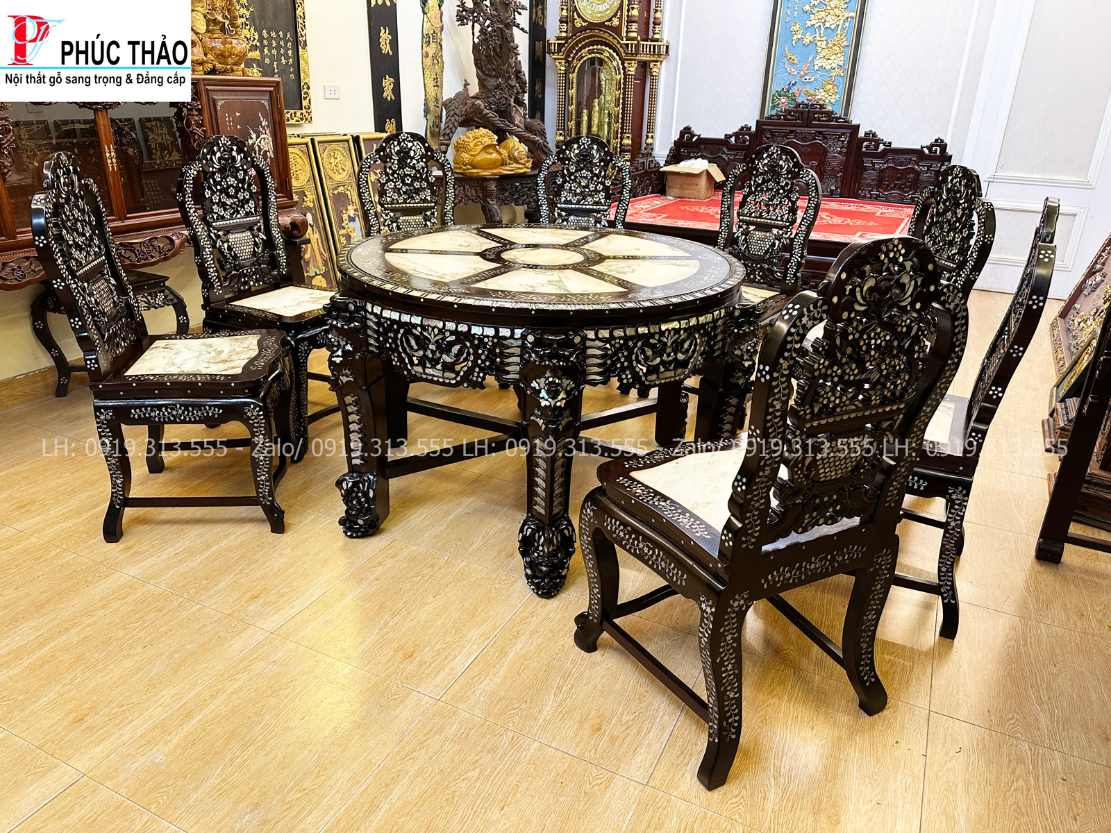 Chi tiết bộ bàn ăn cẩn ốc xà cừ 7 món Chi tiết bộ bàn ăn cẩn ốc xà cừ 7 món