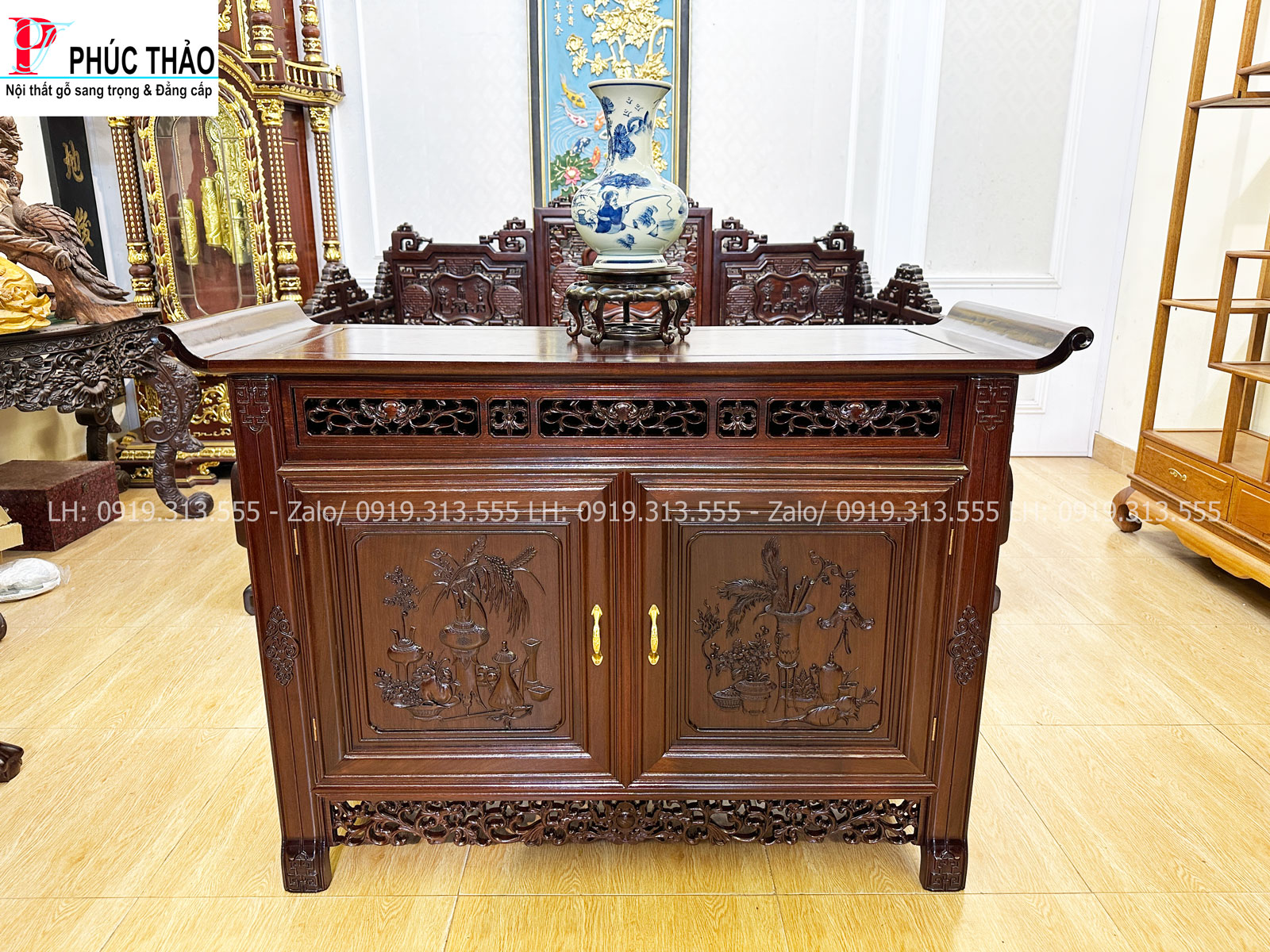 tủ bày đồ lối Huế gỗ gụ