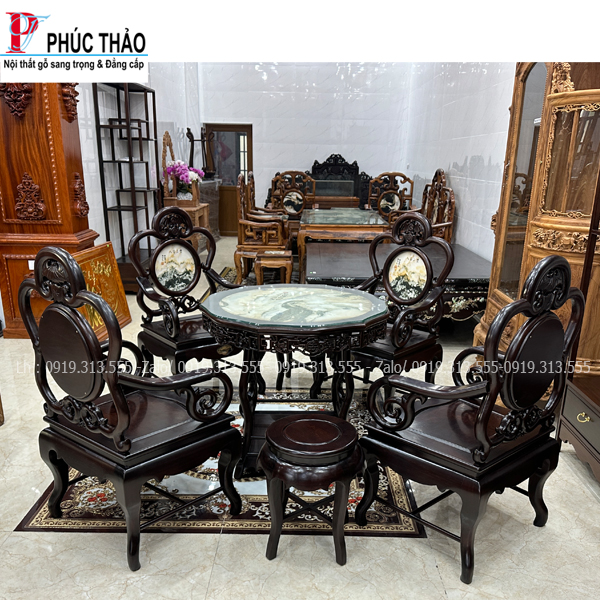 Bộ Bàn Ghế Guột Dơi Gỗ Gụ