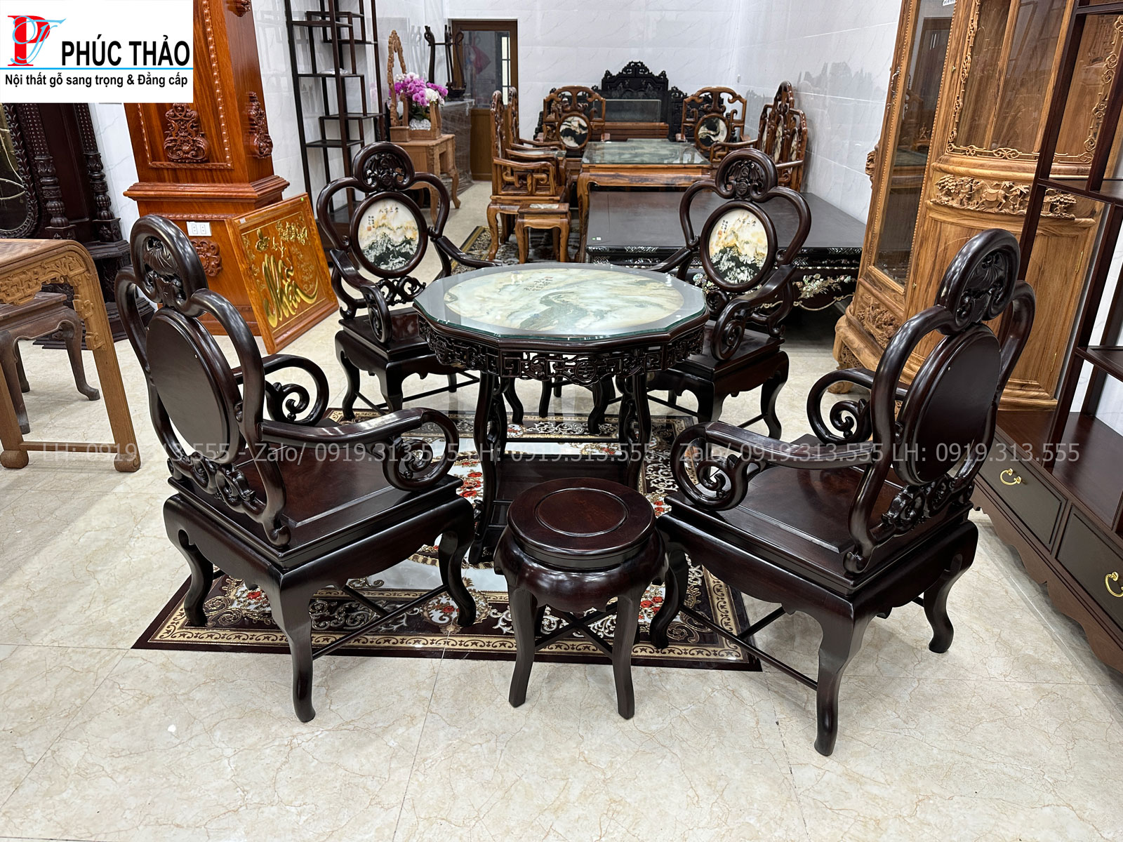 Thông tin kích thước bàn ghế guột dơi gỗ gụ
