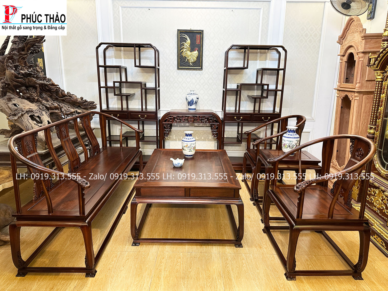 bàn trà ghế minh đế gỗ gụ