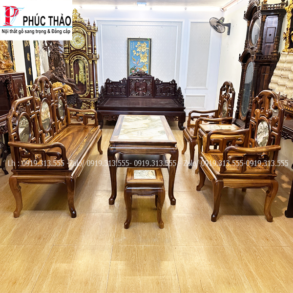 Bộ Bàn Ghế Móc Mỏ Gụ Ta 6 Món 