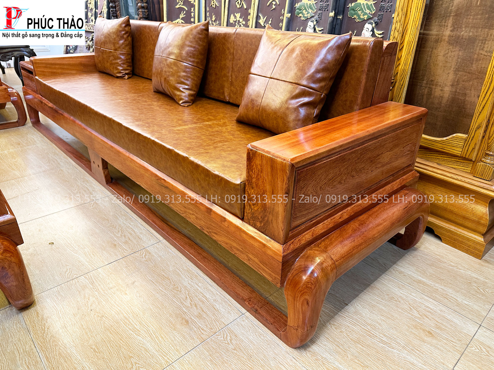 Thông tin kích thước bộ sofa đùi gà gỗ hương