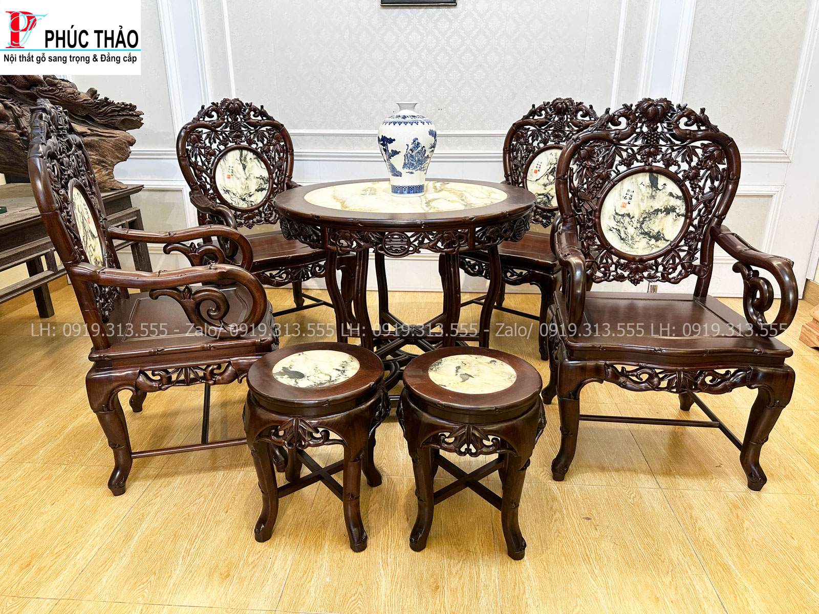 Thông tin kích thước bàn ghế trúc gỗ gụ