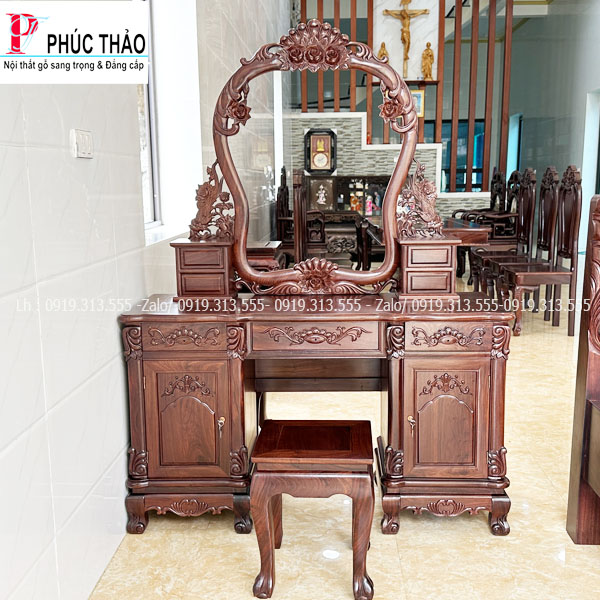 Bàn Trang Điểm Hoa Hồng Gỗ Hương