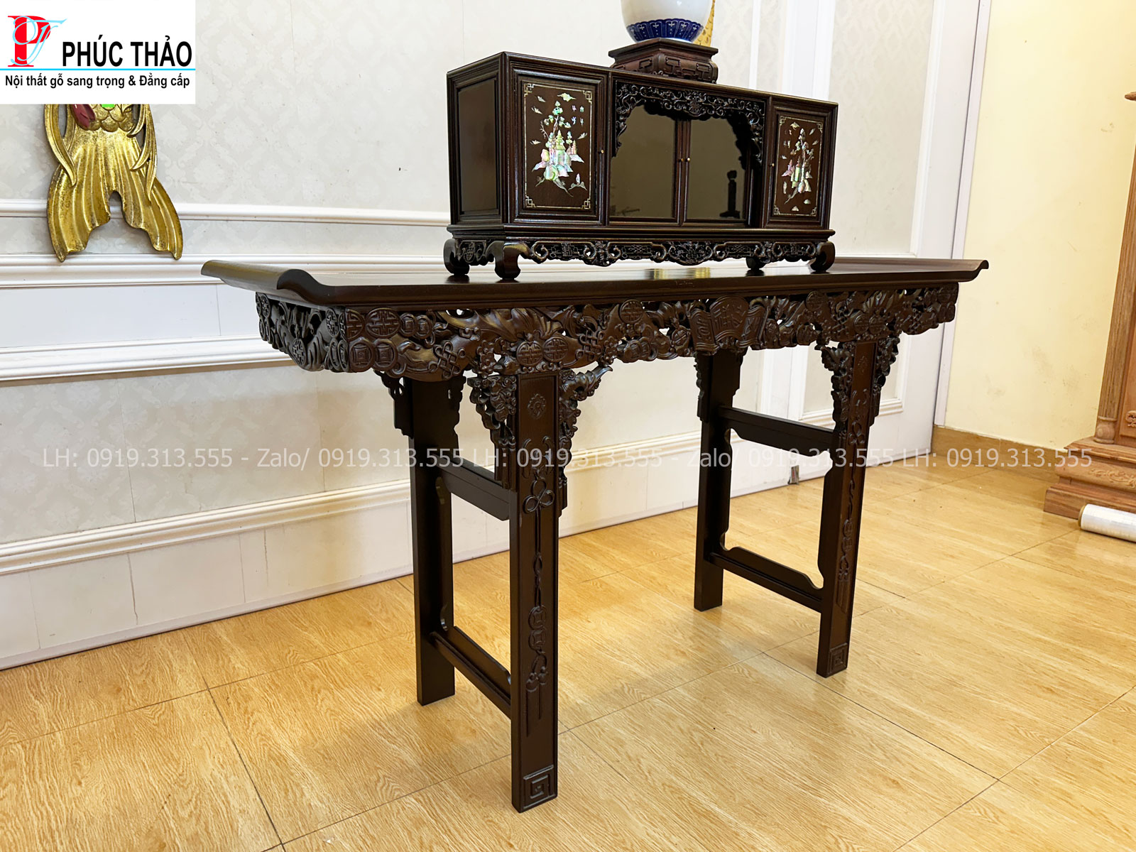 Thông tin kích thước bàn trung đường gỗ gụ