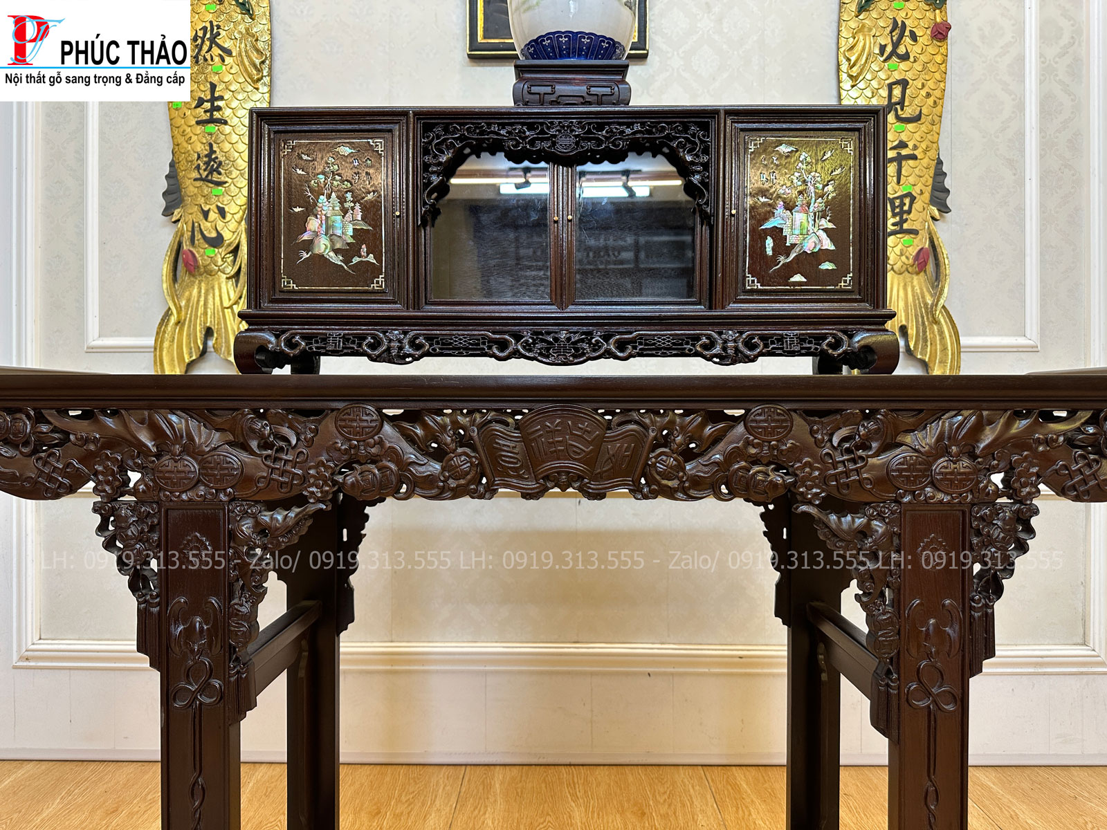 Thông tin kích thước bàn trung đường gỗ gụ