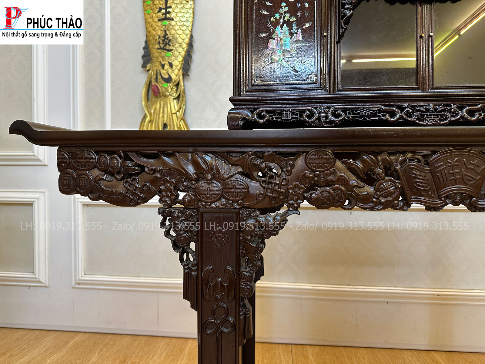 Thông tin kích thước bàn trung đường gỗ gụ