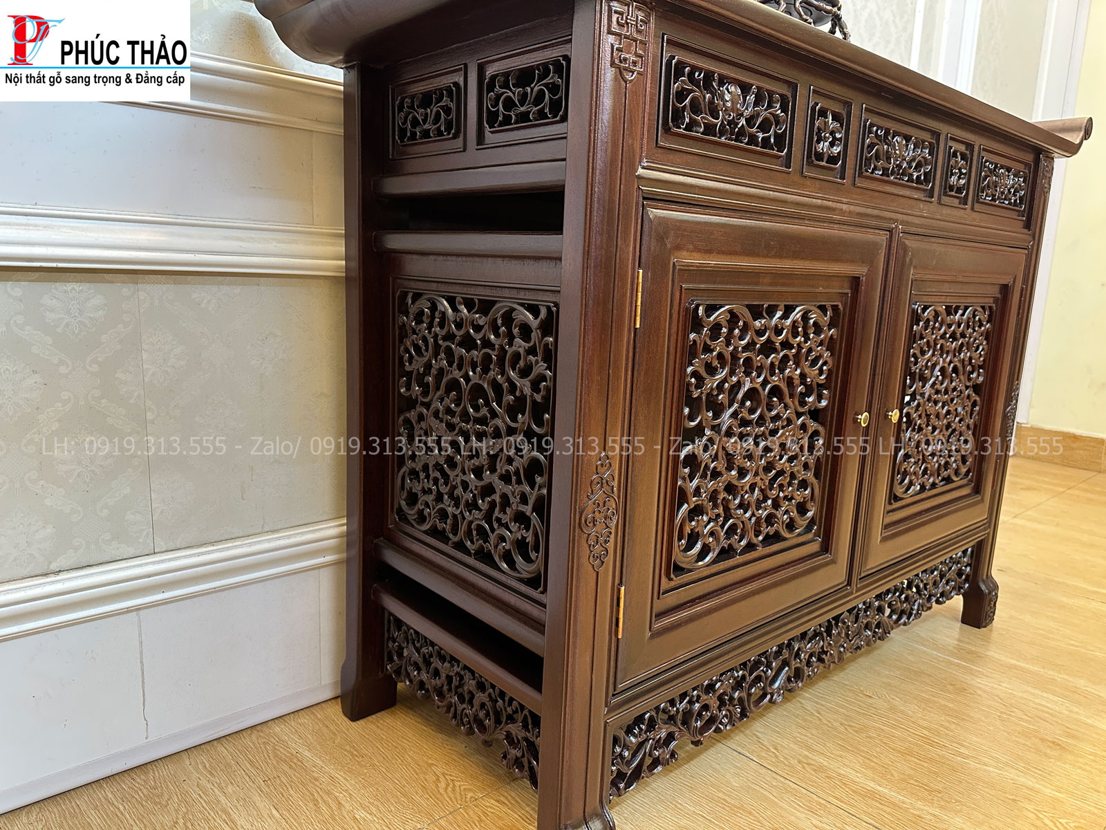 Thông tin kích thước bộ 3 món bàn đôn gỗ gụ