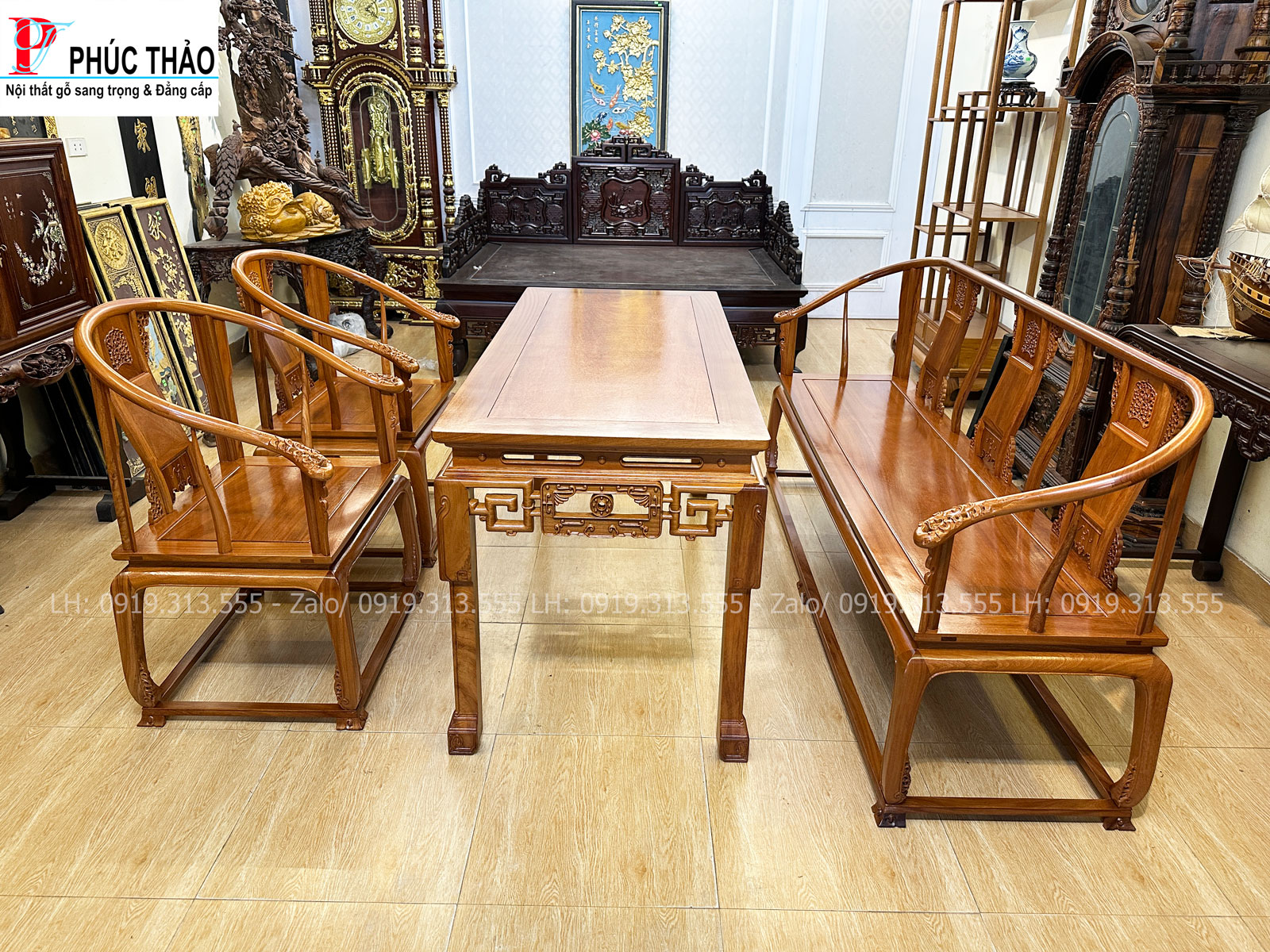 Bàn trà ghế minh đế - Họa tiết trang nhã ,thanh thoát và uy nghi