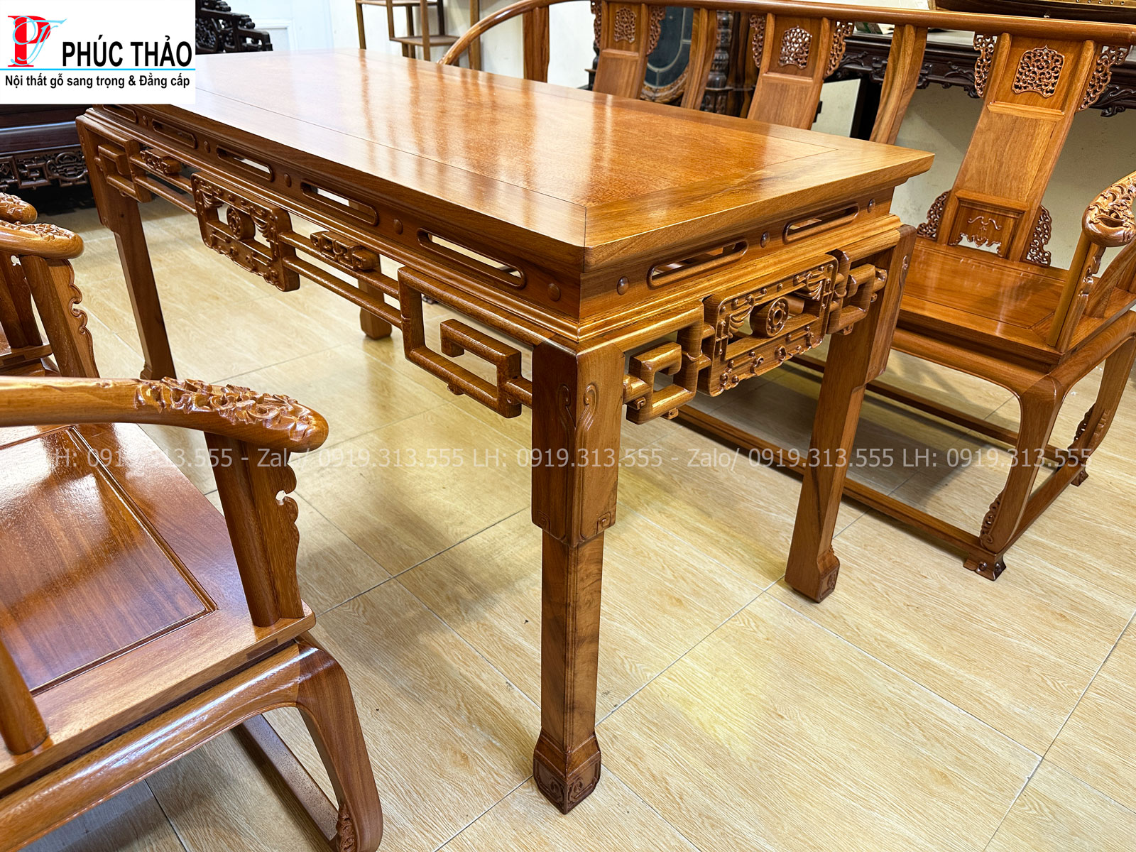 Thông tin kích thước bàn trà ghế minh đế gỗ gõ