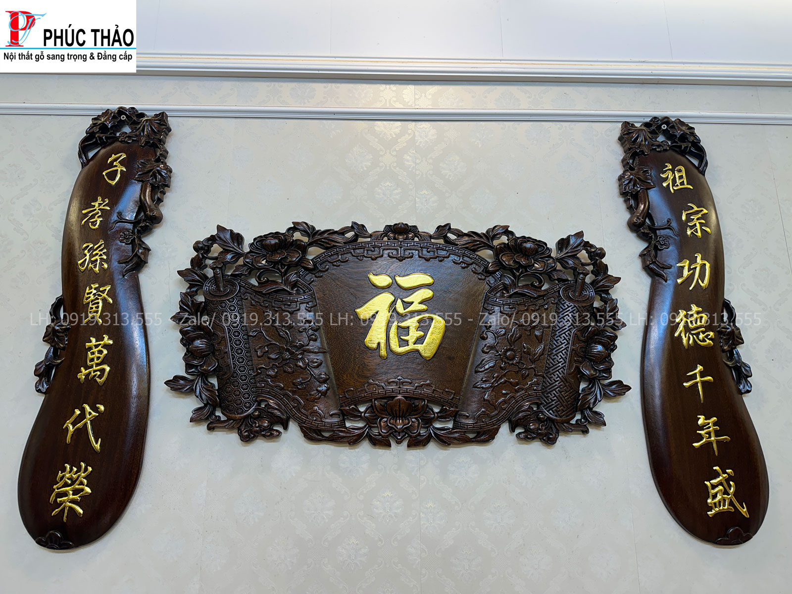 tranh cuốn thư câu đối chữ Phúc