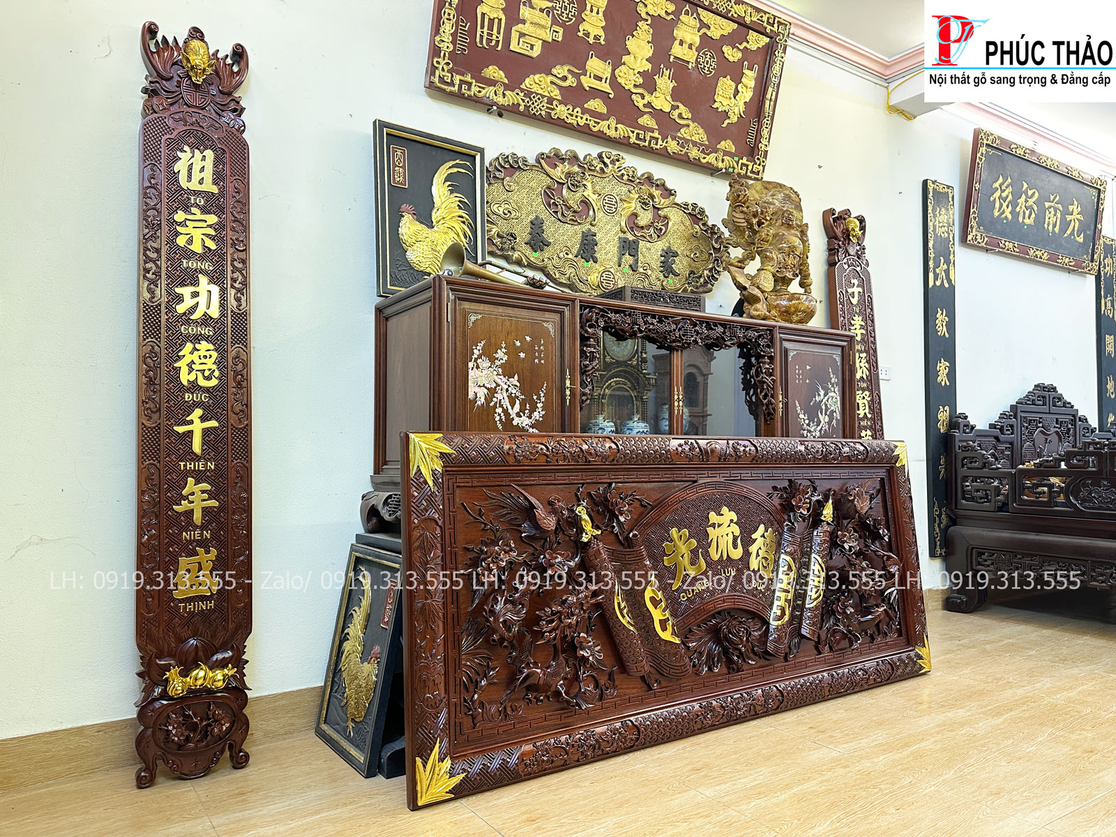 Điểm đặc sắc trong thiết kế của bộ câu đối đại tự lồng cuốn thư