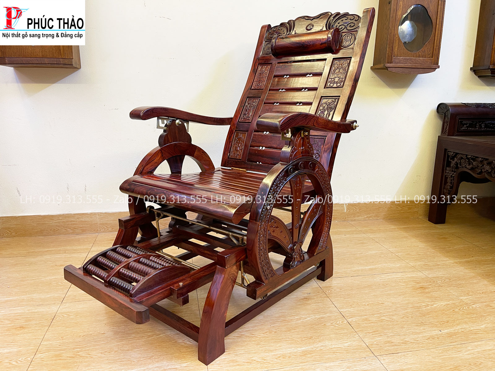 Hình ảnh chi tiết ghế lười gỗ cẩm lai