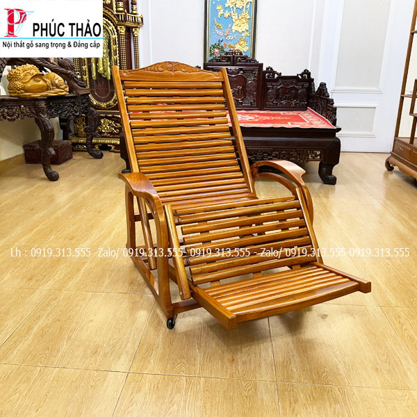 Ghế Dây Gỗ Gõ Lá Nhỏ Nằm Thư Giãn