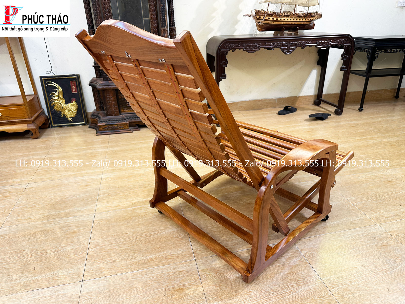 Thiết kế và kiểu dáng nổi bật của ghế nằm thư giãn gỗ gõ