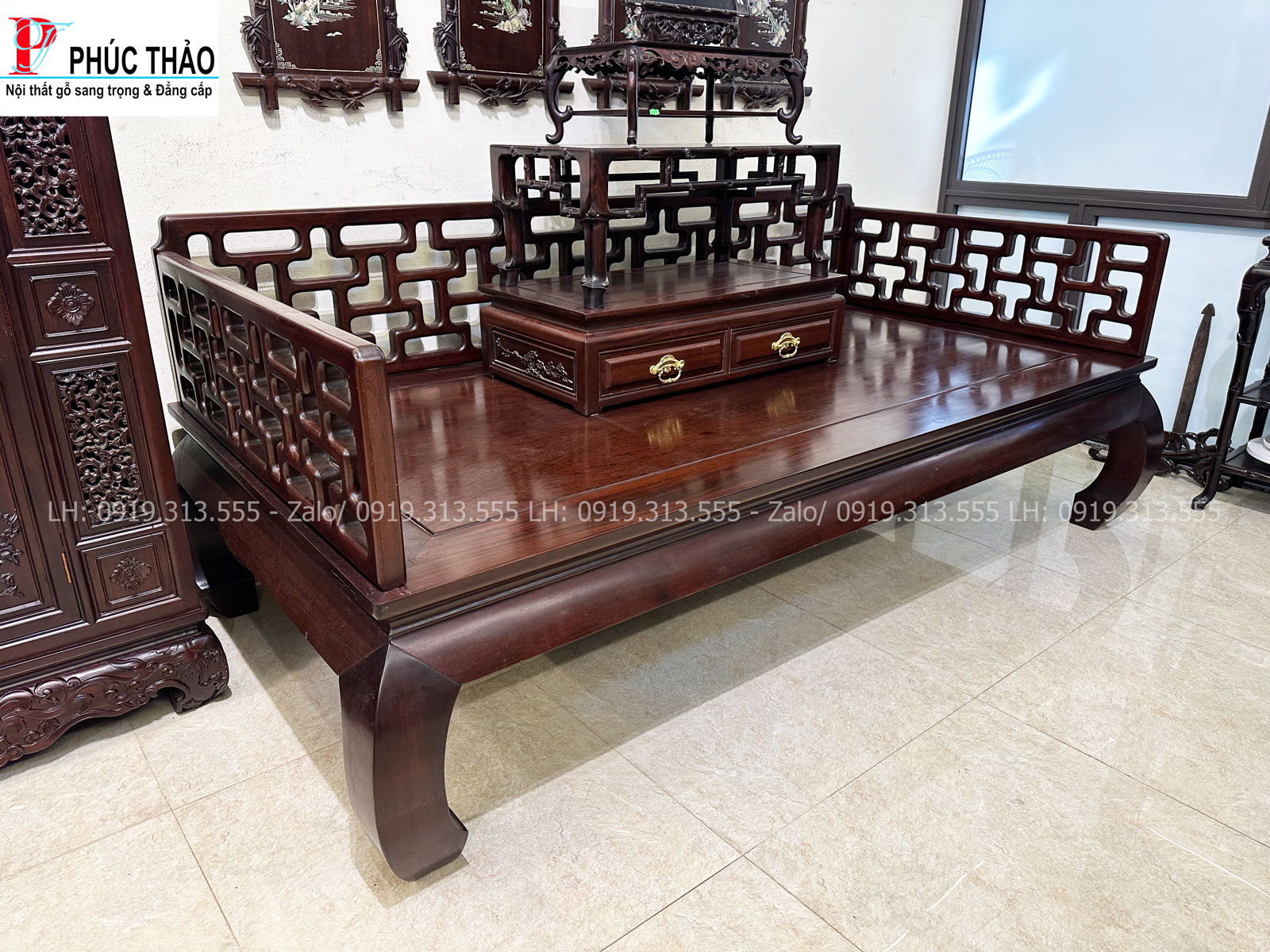 Thông tin kích thước giường phương lười chạm triện Thông tin kích thước giường phương lười chạm triện