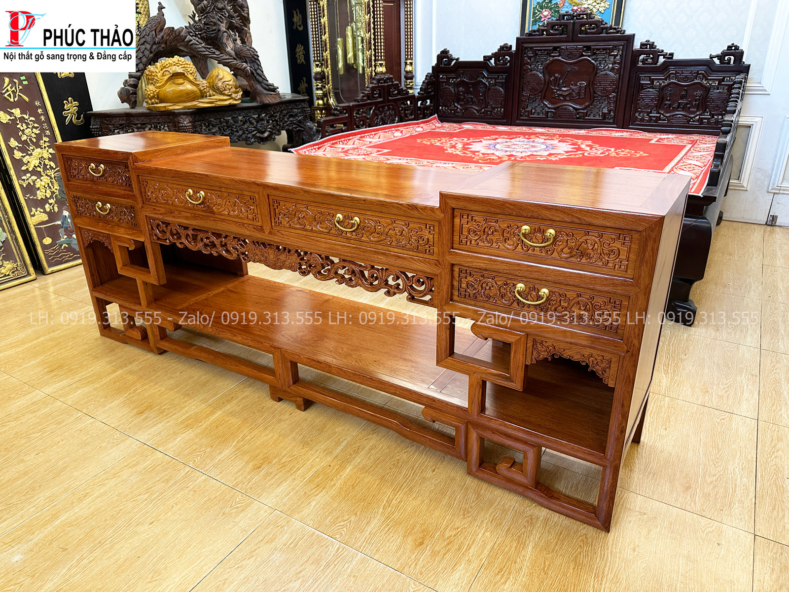 Kệ tivi móc mỏ gỗ hương thiết kế đa năng ,tiện ích