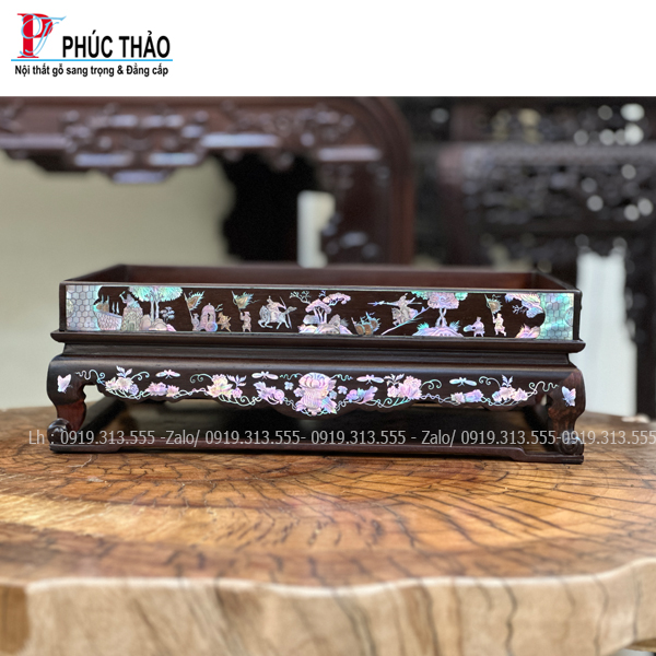 Khay Trà Cẩn Ốc Gỗ Trắc