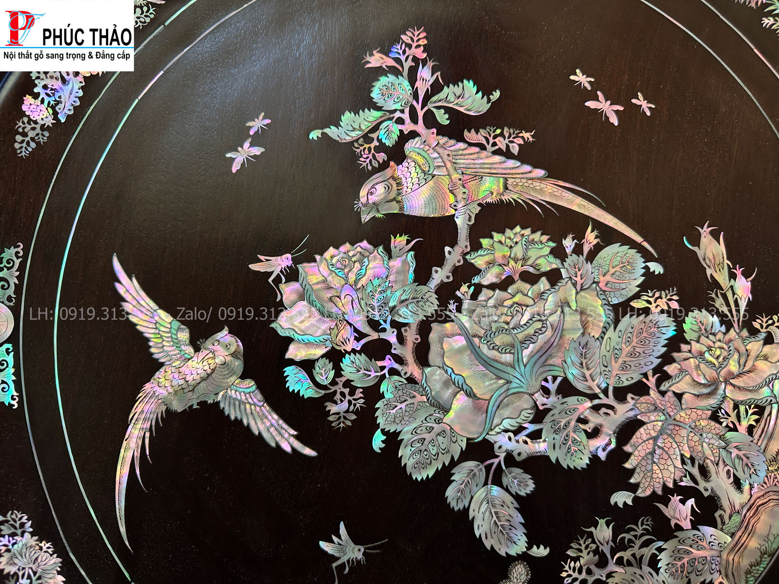 Thông tin kích thước tranh đĩa cẩn chim trĩ Thông tin kích thước tranh đĩa cẩn chim trĩ