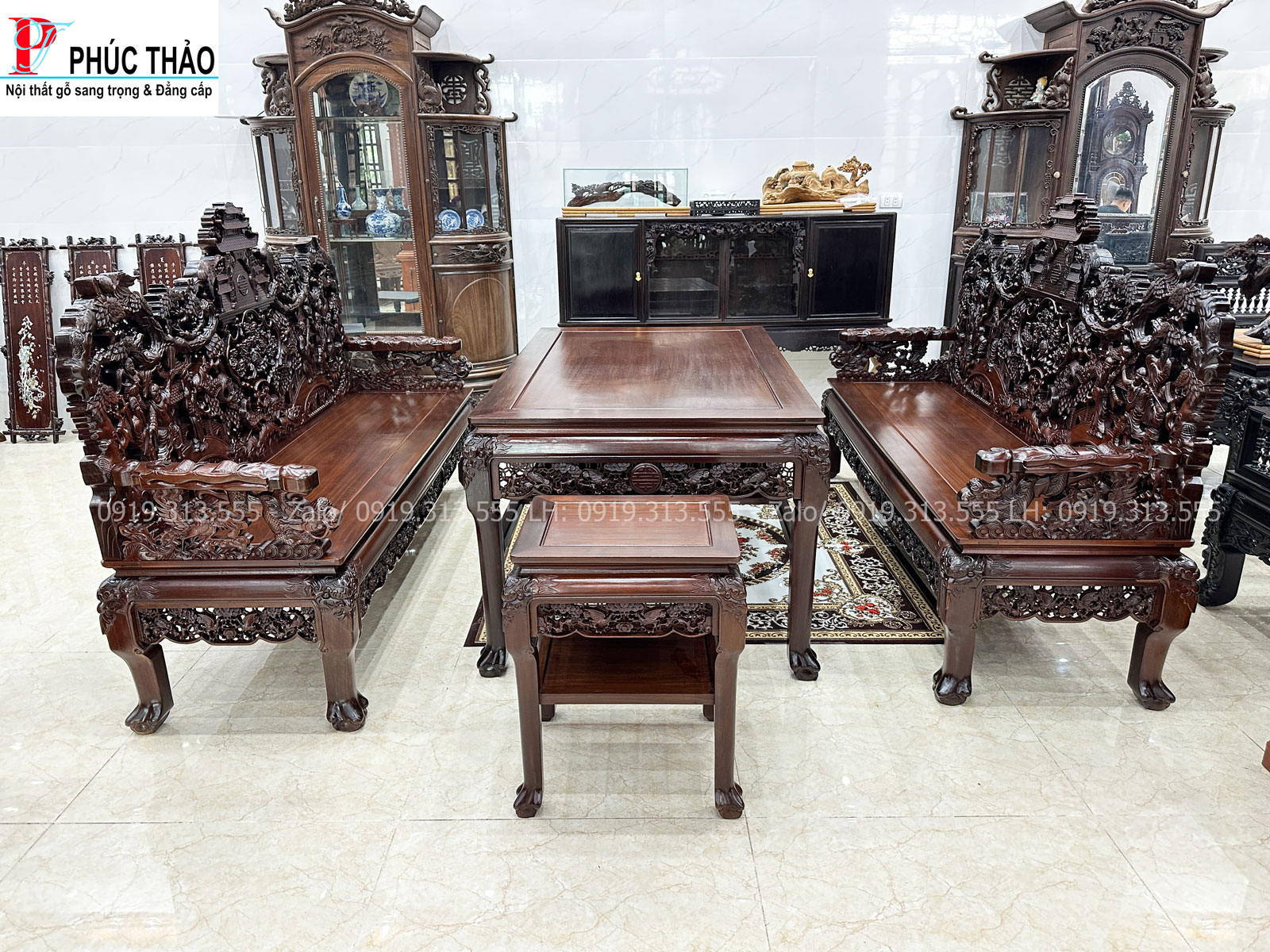 trường kỷ chạm bát tiên gỗ gụ
