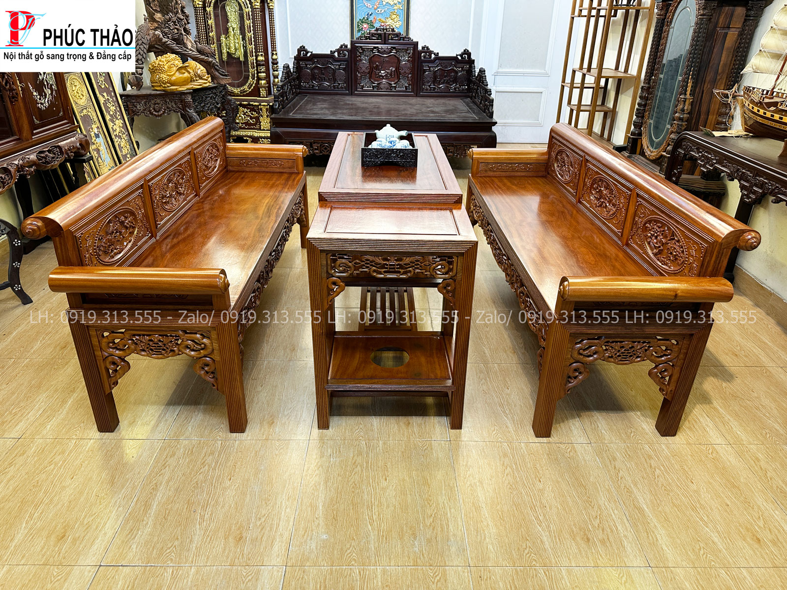 trường kỷ gỗ lim 4 món