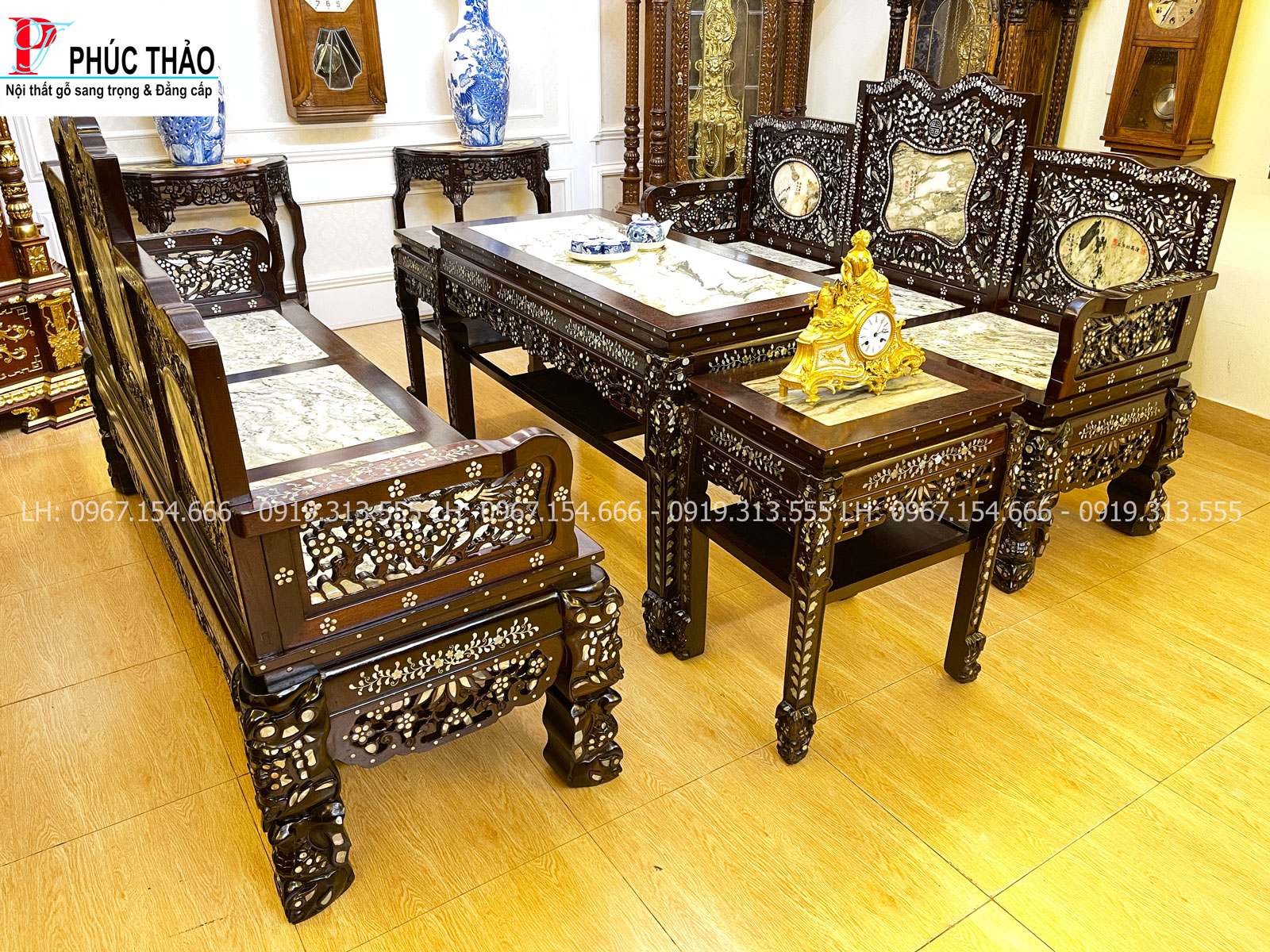 Bàn ghế trường kỷ gỗ gụ mang đến nét đẹp độc đáo cho từng không gian