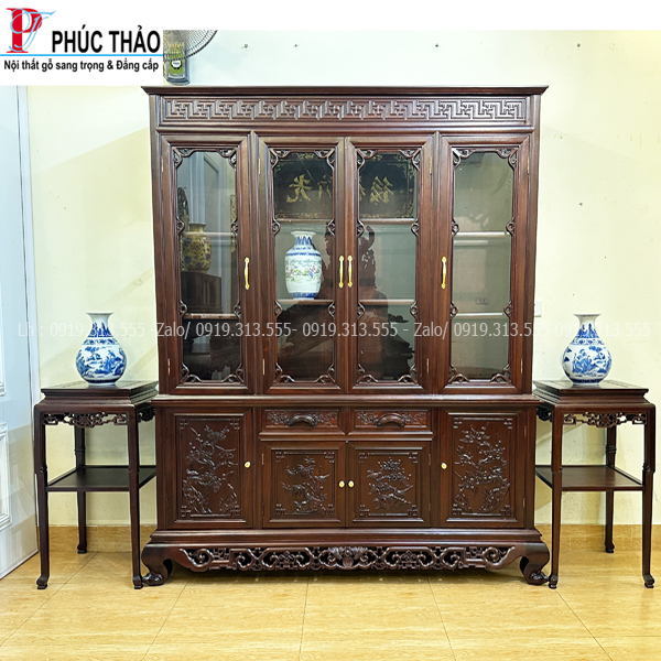 tủ bày đồ gỗ gụ TBĐ16