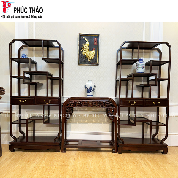 Cặp Tủ Bày Đồ Gỗ Gụ 