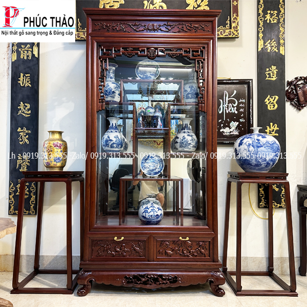 Tủ Bày Đồ Gỗ Gụ TBĐ14