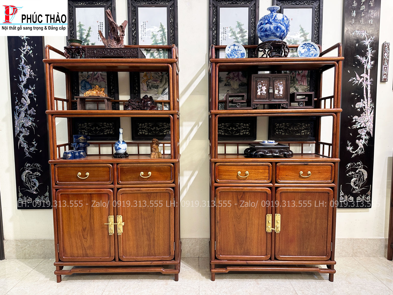 Thông tin kích thước tủ bày đồ gỗ gụ tbđ12