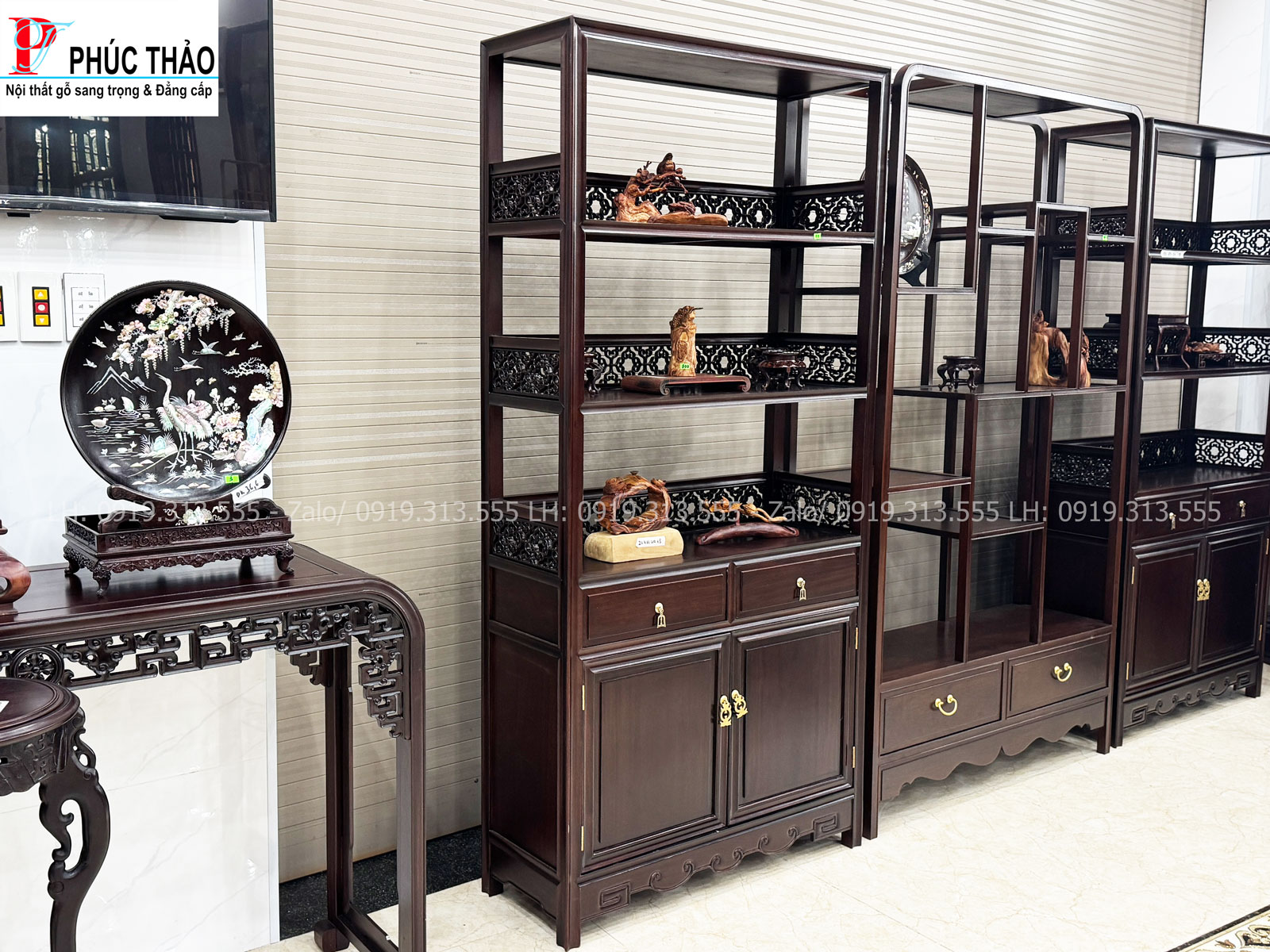 Thông tin kích thước tủ trưng bày gỗ gụ