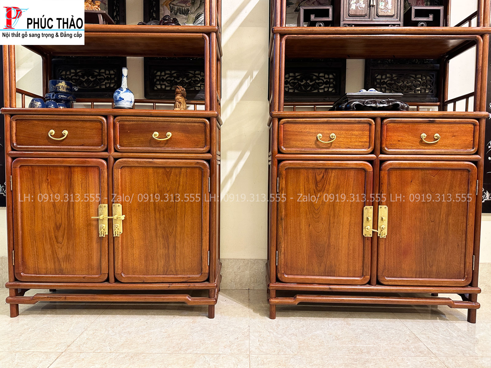 Thông tin kích thước tủ bày đồ gỗ gụ tbđ12