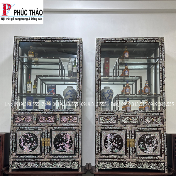 Tủ Bày Đồ Gỗ Gụ Cẩn Ốc