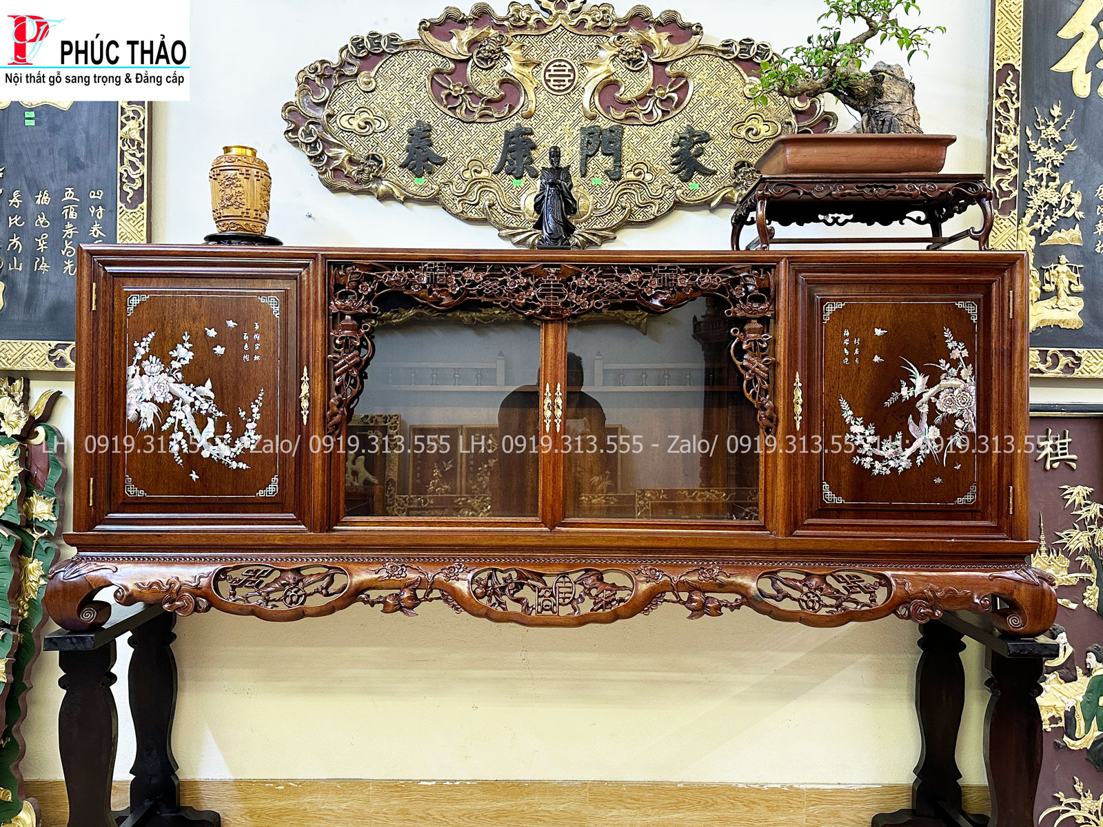 Thông tin  kích thước tủ chè gỗ gụ