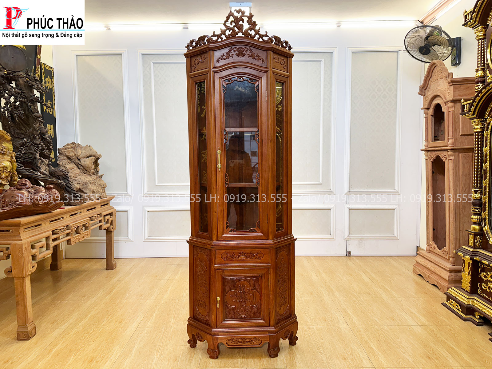 Thông tin kích thước tủ góc gỗ hương