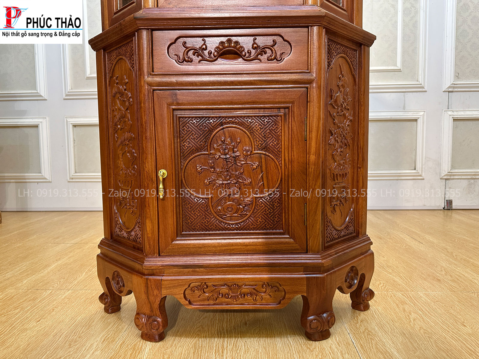 Quy cách thiết kế tủ góc 60 gỗ hương